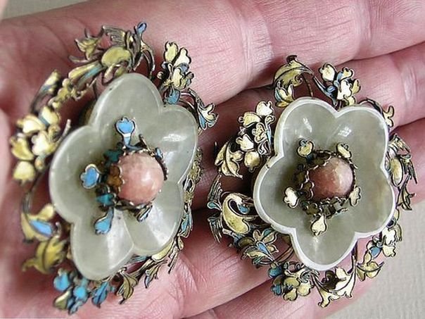 Flower  5 Pair in gilt silver mountings - (5112)